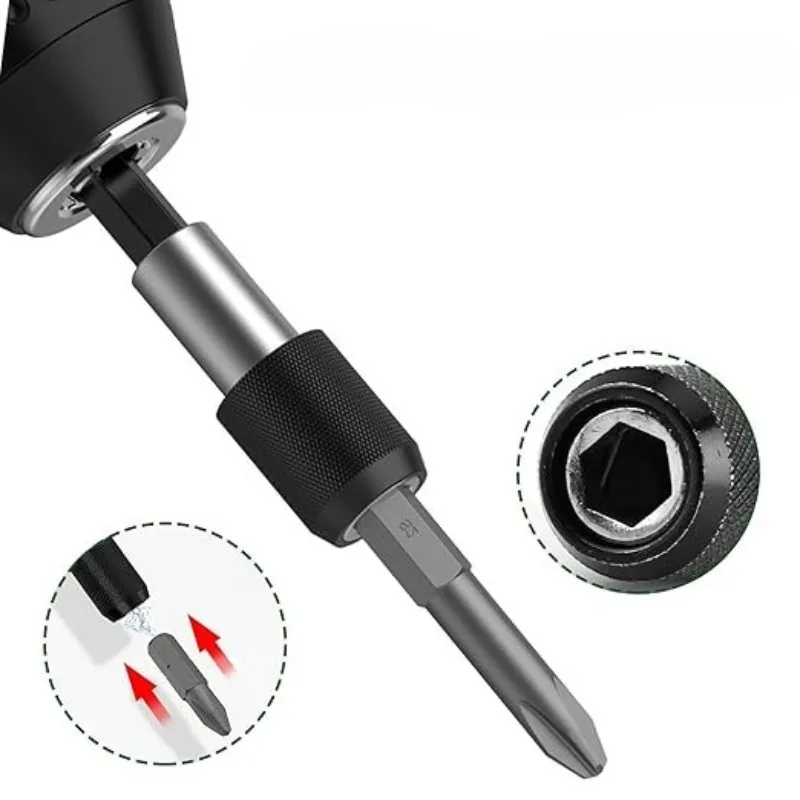 Hex Shank Quick Release Bar Socket Screwdriver Bit Holder Magnetic Extension Chuck Adapter Extension Rod Set for Screws Nuts