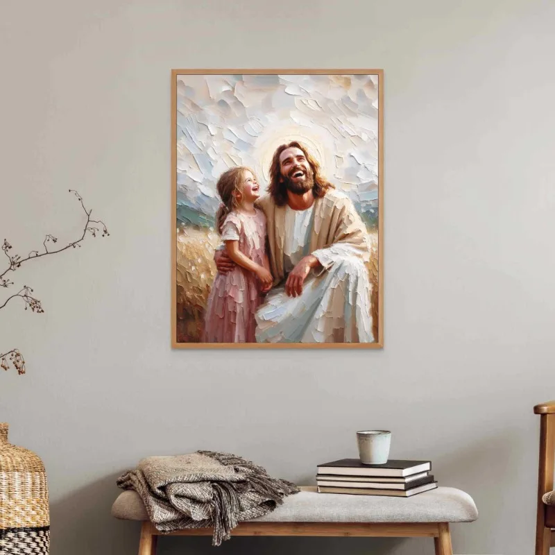 Modern Christian Jesus Children Art Poster Miracle Prayer Bible Painting Christ Wall LDS Prints Church Nursery Religious Decor