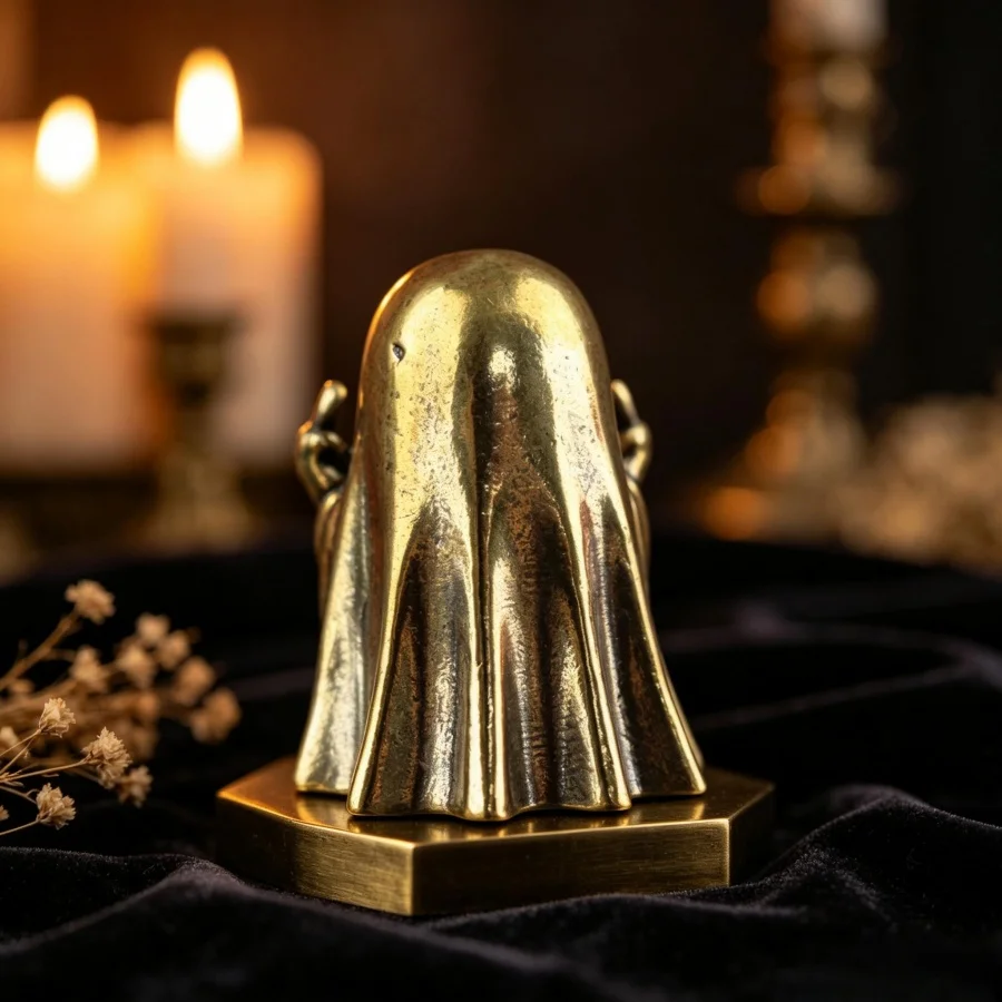 Antique Copper Spooky Ghost Statue Creative Desk Craft Funny Festival Present