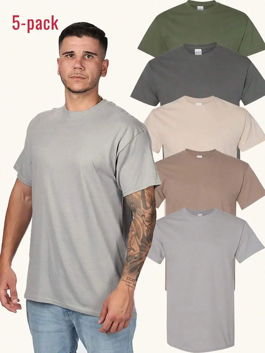 

5-Pack Mens 100% Cotton Classic Solid Color Short Sleeve T-Shirt
