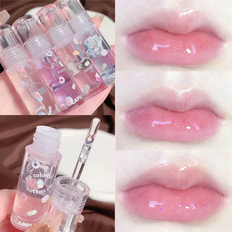 Transparenter Gelee Lip gloss Spiegel feuchtigkeit spendendes Lippen öl dauerhafte klare Glitzer plump ing flüssige Lippenstift Lippen Pflege Make-up Kosmetik