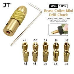 7Pcs/12pcs Brass Collet Mini Drill Chucks For Electric Motor Shaft Drill Bit Tool Chuck Adapter Quick Release Keyless Bit Adapt