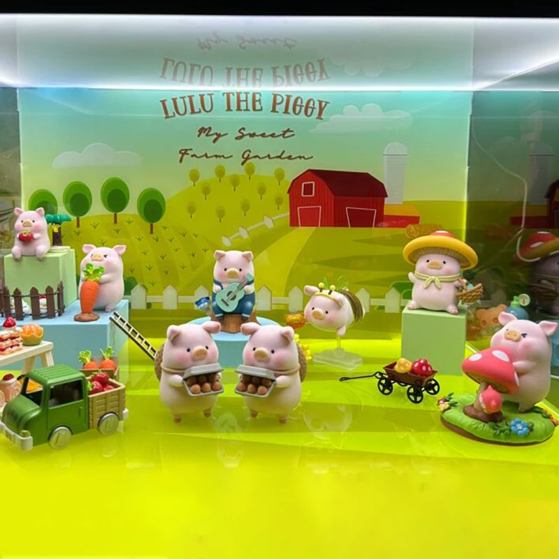 Lulu Pig Farm Series Blind Box, Caixa misteriosa animal, Porco bonito enlatado, Decoração desktop, Brinquedos modelo colecionáveis, presente de aniversário infantil, novo