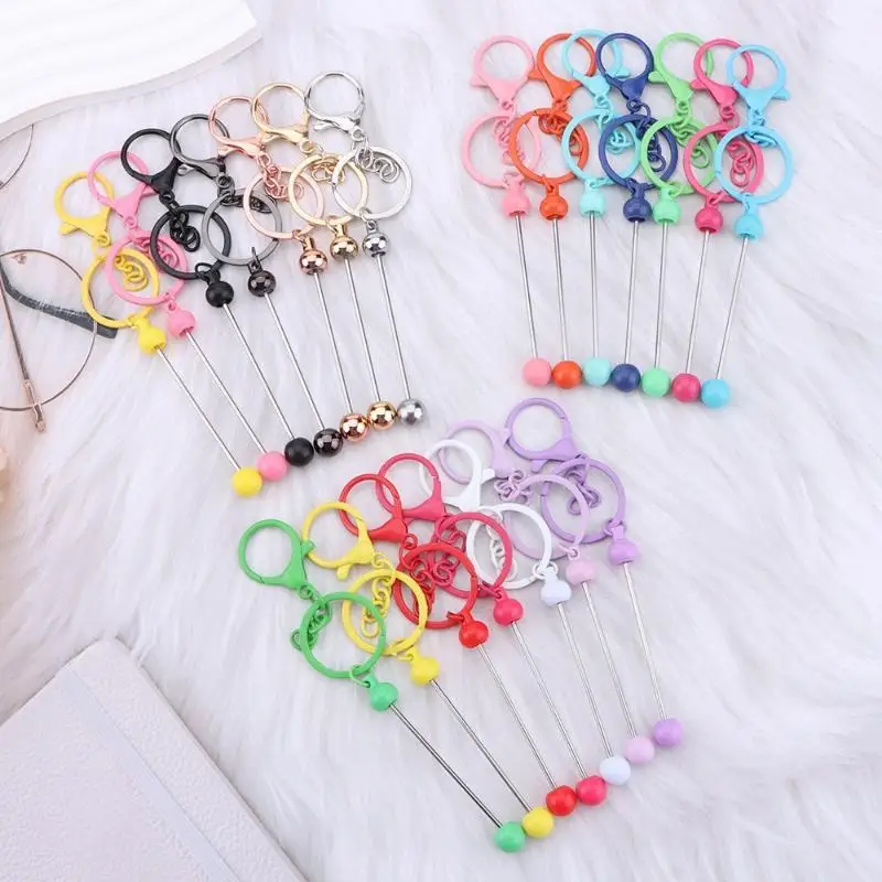 6 Stück Metall-Schlüsselanhänger-Rohlinge zum Aufperlen, Schlüsselanhänger-Rohlinge für Perlen, Anhänger, Schmuck, Charms, Schlüsselbänder, DIY-Bastelarbeiten, Geschenk – Detail 2