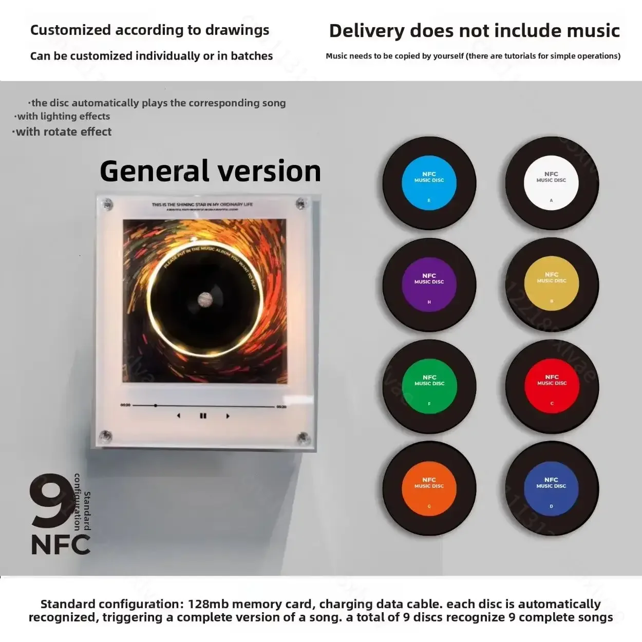 Acrylic Magnetic Rotary Disc for Fridge, Creative Refrigerator Ornament with NFC Sensor, Night Light and 128G Memory Card