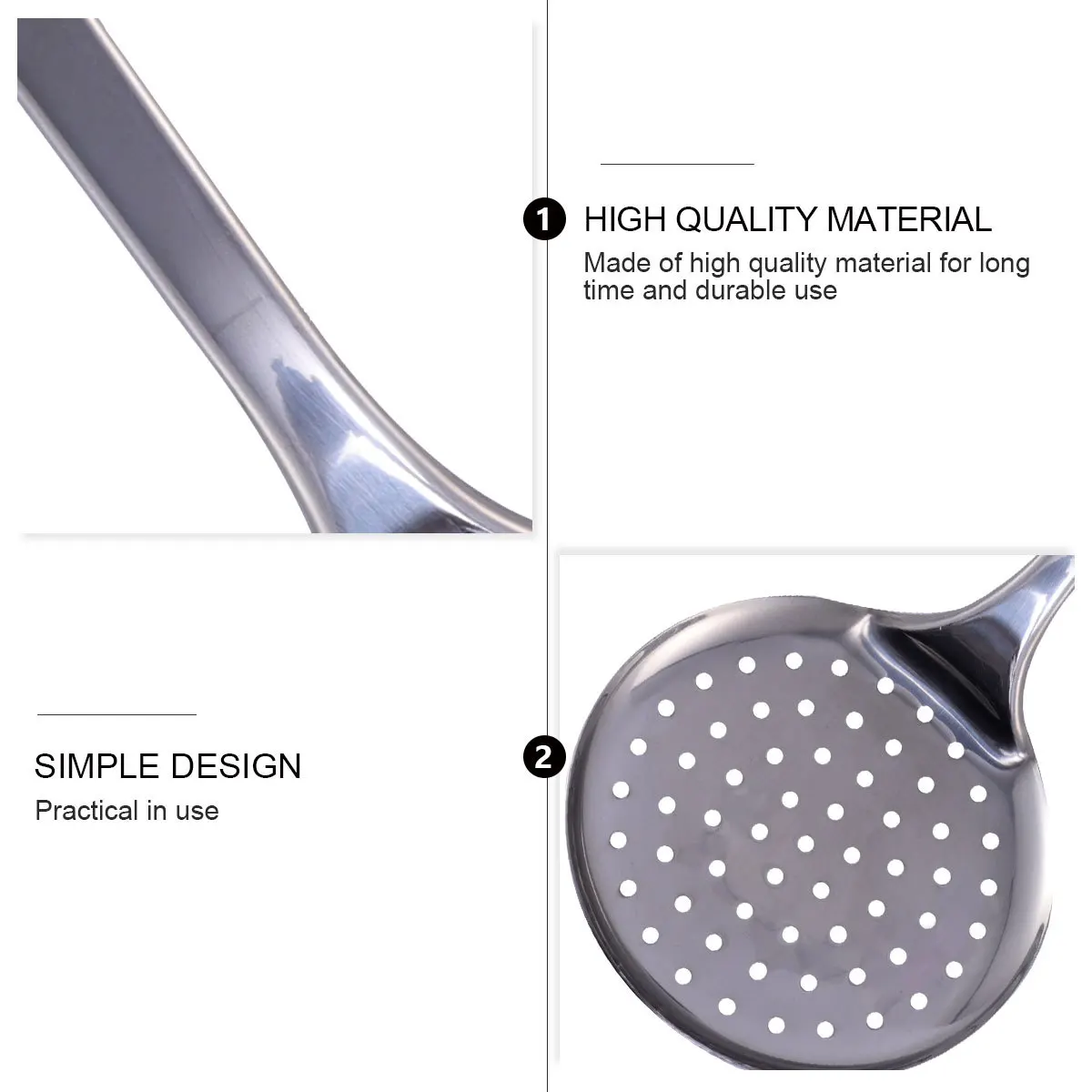 

1 pc Stainless Steel Slotted Spoon High-Density Fine Holes Heat Resistant Ergonomic Handle For Hot Pot Fries Vegetables Meat