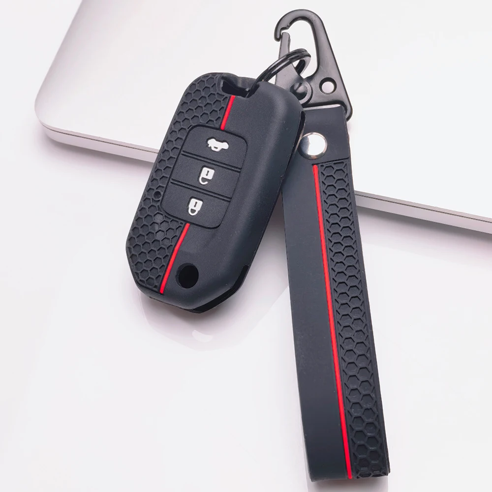 Housse de clé télécommande pour Honda Civic CRV HRV Accord City Brio BRV Mobilio Jazz, porte-clés sécurisé avec texture nid d'abeille