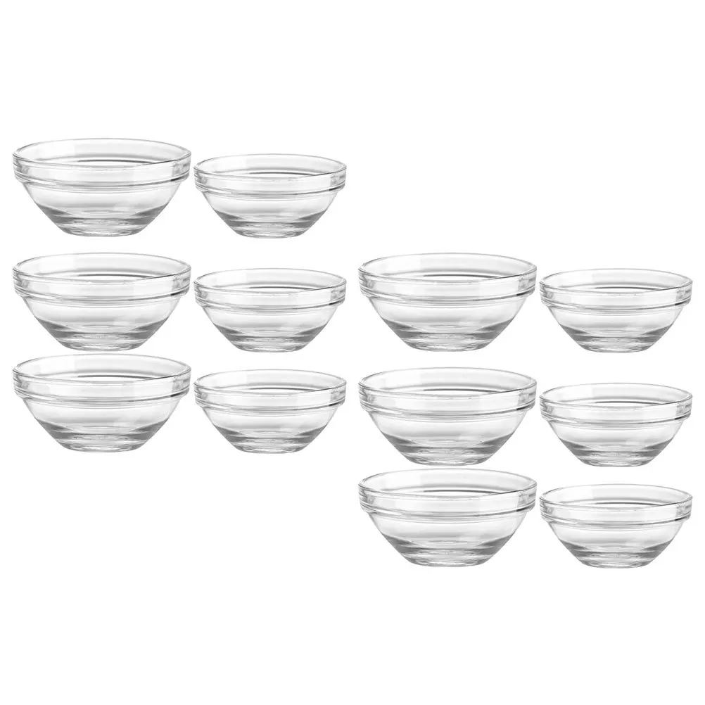 

12Pcs Stackable Glass Kitchen Bowls Multi-Function Food Container Dessert Ramekins Heat Resistant Clear Bowls Dessert Supply