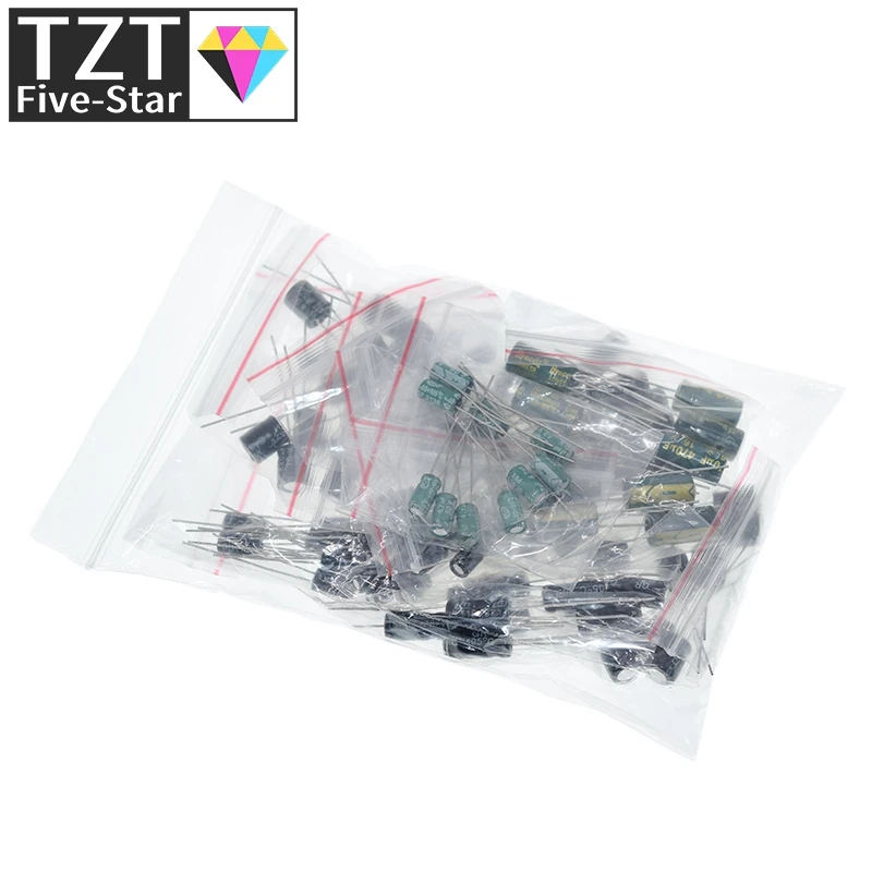 TZT 120pcs 1set of 120pcs 12 values 0.22UF-470UF Aluminum electrolytic capacitor assortment kit set pack