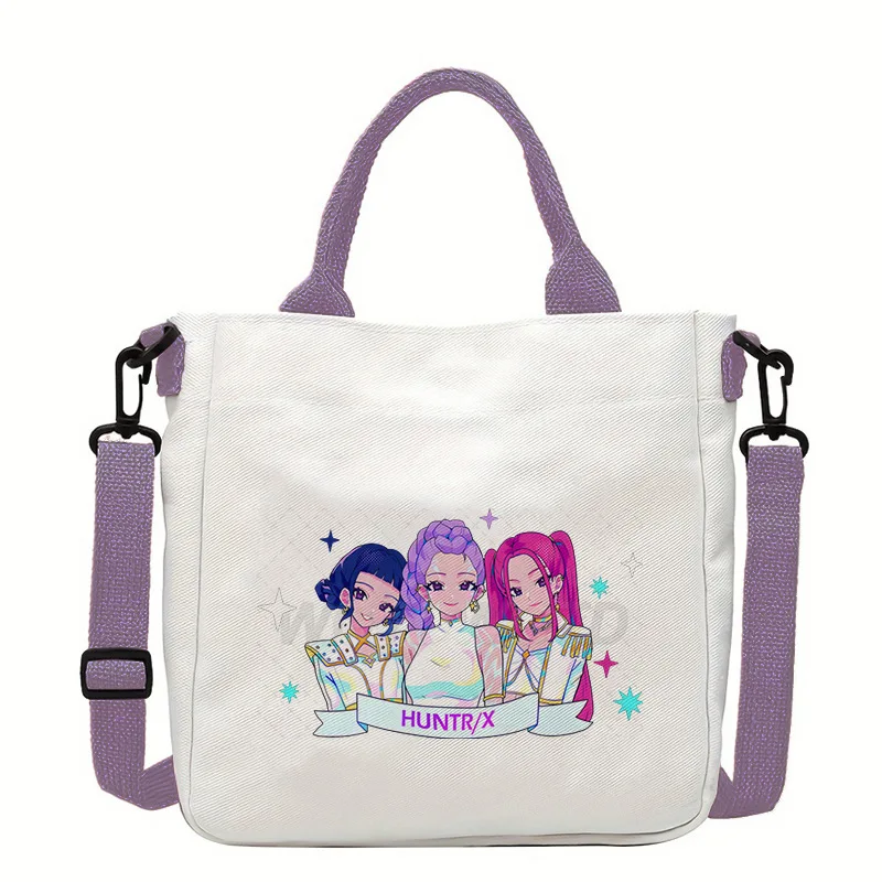 K-Pop 데몬 헌터즈 캔버스 숄더백 소년 소녀용 애니메이션 패션 크로스바디 백 학생용 핸드백 심플 토트백