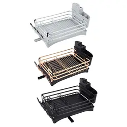 Bowl Cup Plate Kitchen Dish Rack Drainer Tray with Sink Drainer Space Saving Dish Rack Drying Stand for Cabinet Countertop