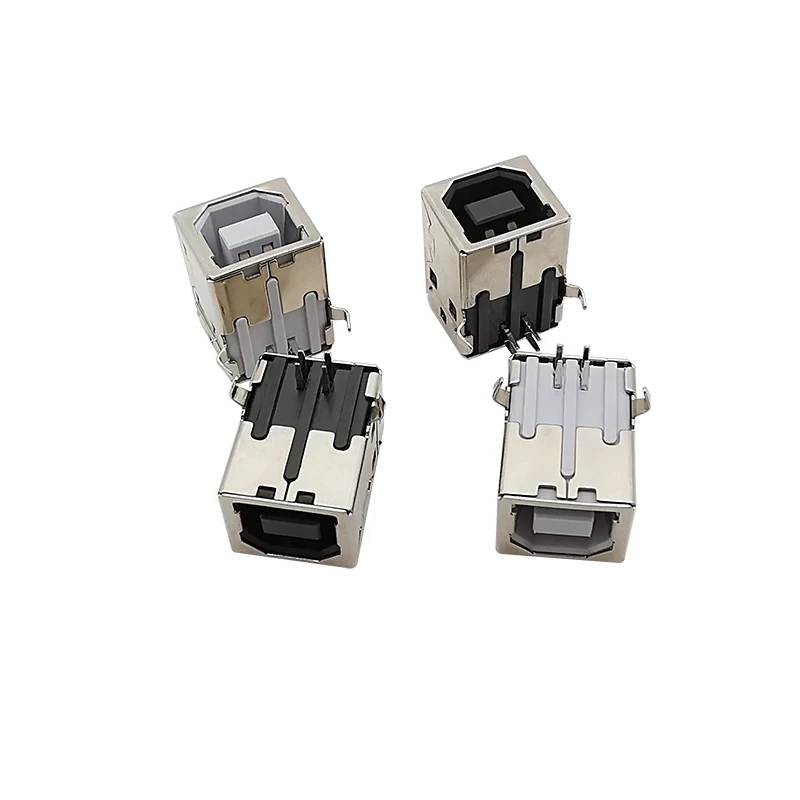 10Pcs USB Type B Female Port 4 Pin Right Angle Connector D-Shaped Interface DIY Repair Printer Data Socket USB Type-B Connectors