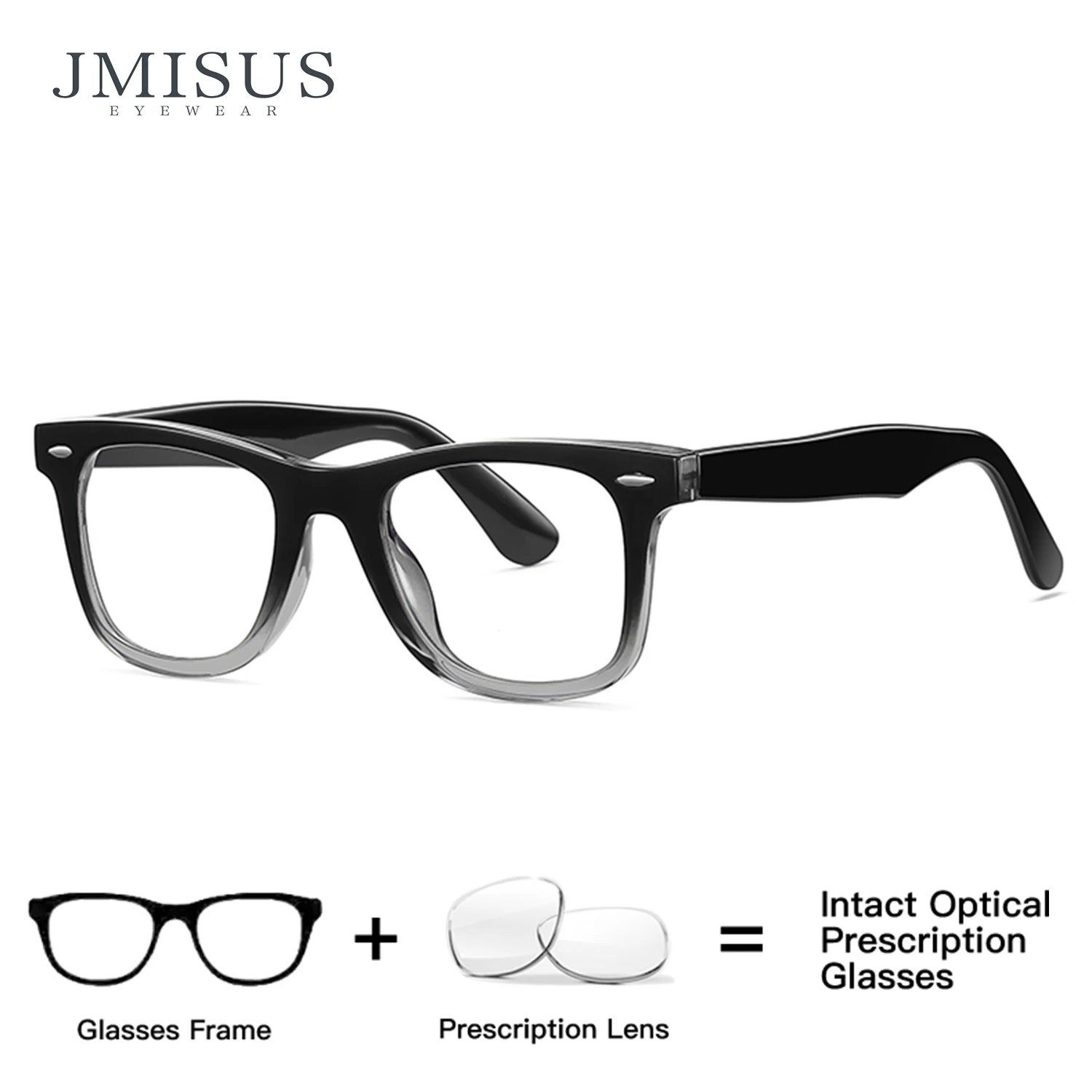 

JMISUS Men Photochromic Optical Eyeglasses for Daily Life Square Frame Prescription Lenses Lightweight Comfortable Wear