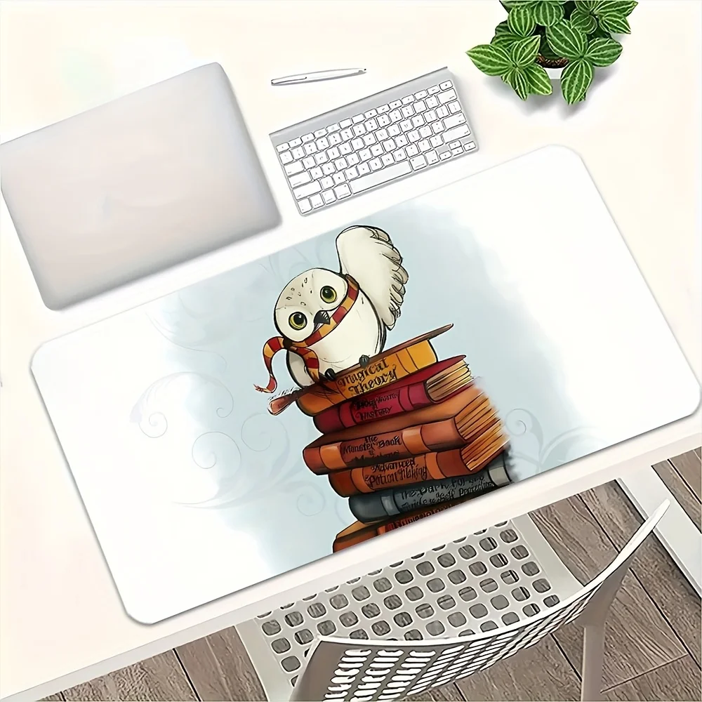 قطعة واحدة من لوحة ماوس الألعاب Warner Bros Harry Potter Owl & Books Design كبيرة وسميكة وغير قابلة للانزلاق - حصيرة مكتب متينة للمكتب والكمبيوتر الشخصي والكمبيوتر المحمول،
