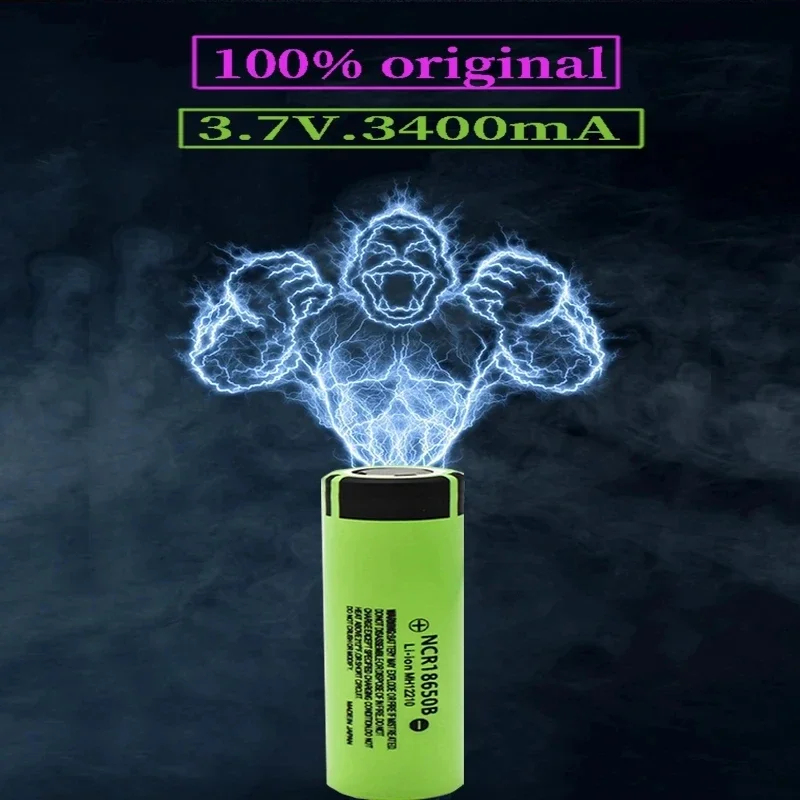 Rechargeable Lithium Battery for Flashlight, Original Battery, NCR18650B, 3.7V, 3400 mAh, 18650