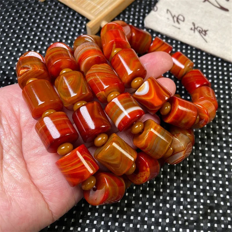 

Natural Red Agate Bracelet Men Women Healing Gemstone Jewelry Read Warring States Red Agate Jades Stone Lucky Amulet Bracelets
