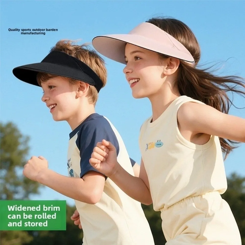 

Fashion Breathable Kids Sunshade Hat Quick-dry Soft Summer Kid Sunhat Solid Color Lightweight Foldable Empty Top Cap Summer