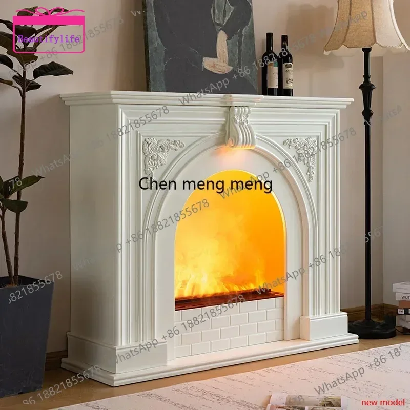 Asmt49Retro fireplace cabinet Solid wood atomization fireplace simulation fire cabinet integrated