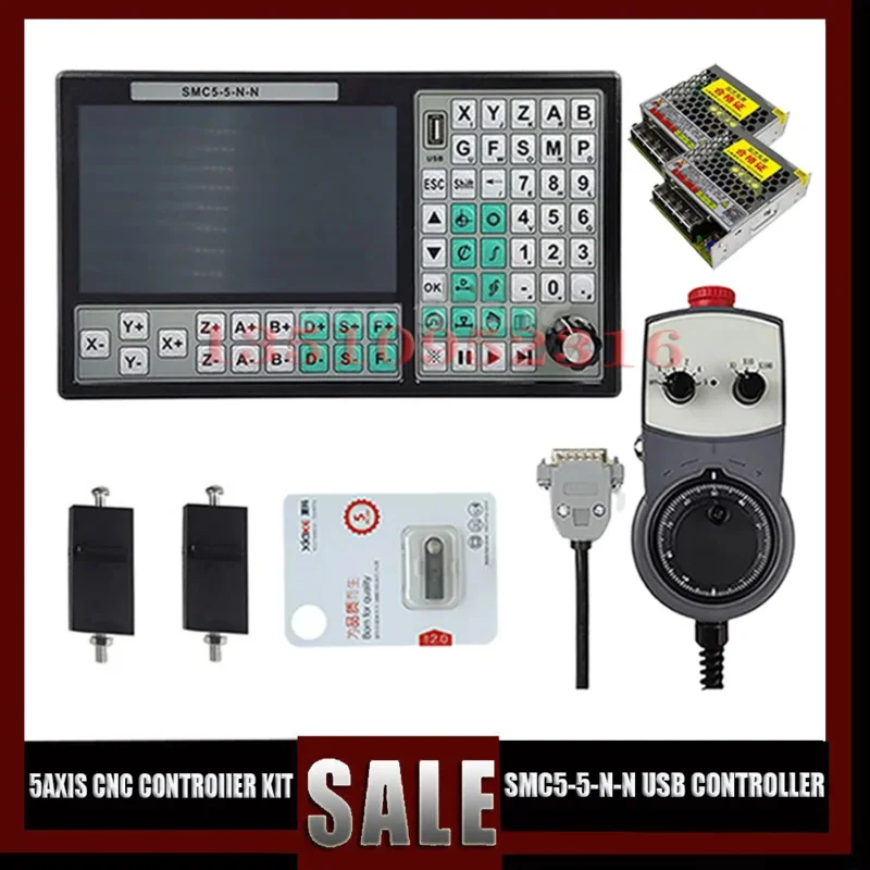 5- Cnc Offline Controller Kit Smc5-5-N-N G Code 500Khz Support Rtcp With 5-Axis Emergency Stop Handwheel 75W24V Dc