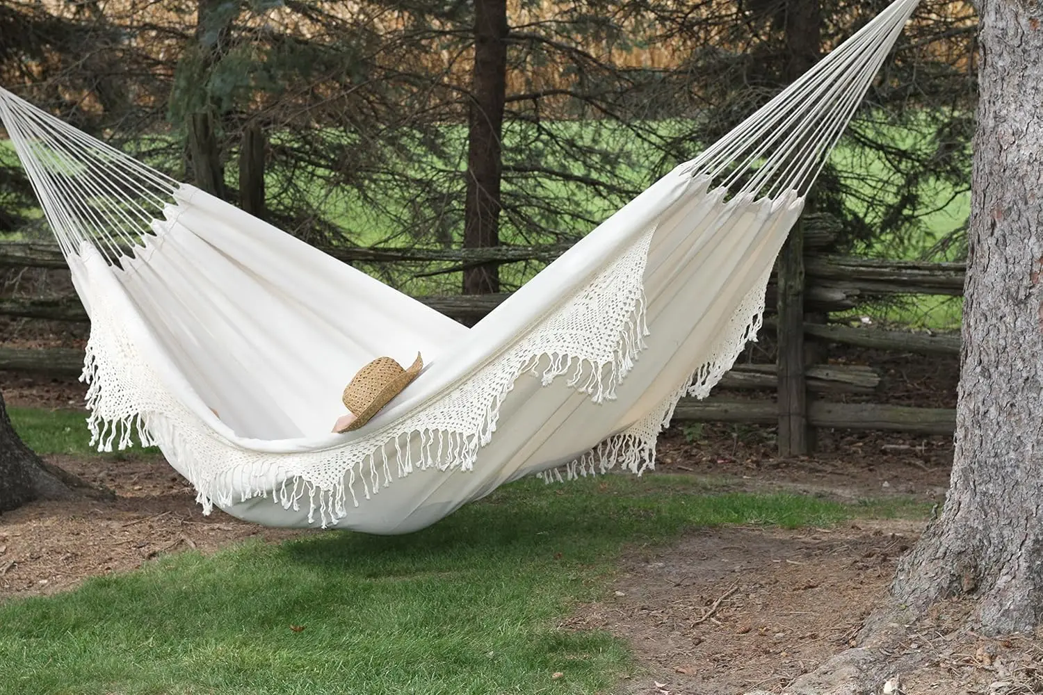 Double Deluxe Cotton Brazilian Hammock with Fringe 450 lb Capacity, Customized