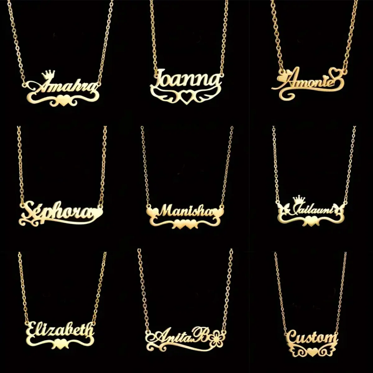 

Stainless Steel Custom Name Necklaces for Women Personalized Butterfly Heat Ribbon Nameplate Choker Chain Fashion Jewelry Gifts