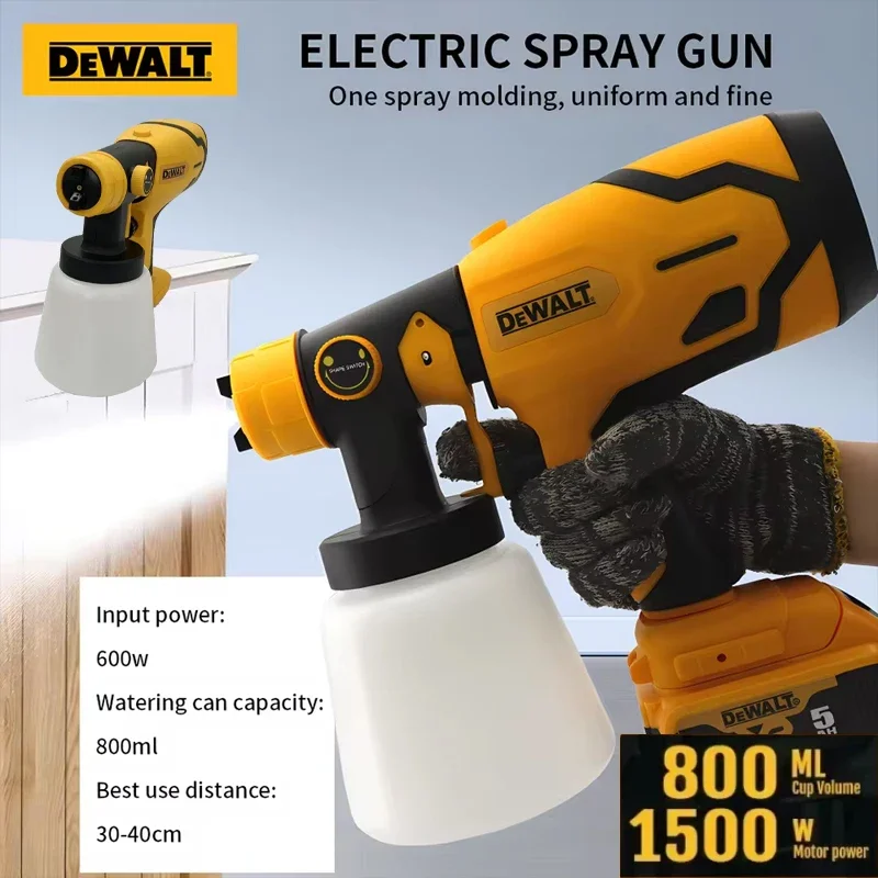 

Новый аккумуляторный электрический краскопульт Dewalt 2026 года, 800 мл, высокомощный, для покраски мебели, аэрограф, для аккумуляторов Dewalt
