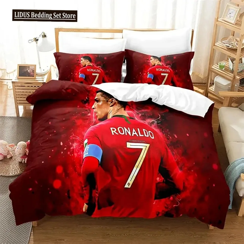 Football Star CR7 Soccer Bedding Set Boys Girls Twin Queen Size Duvet Cover Pillowcase Bed Boys Adult Fashion Home Textileextile