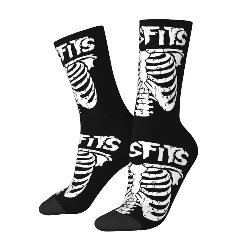 Custom Rock Punk Band Misfits Skull Dress Socks Men Women Warm Fashion Heavy Metal Crew Socks