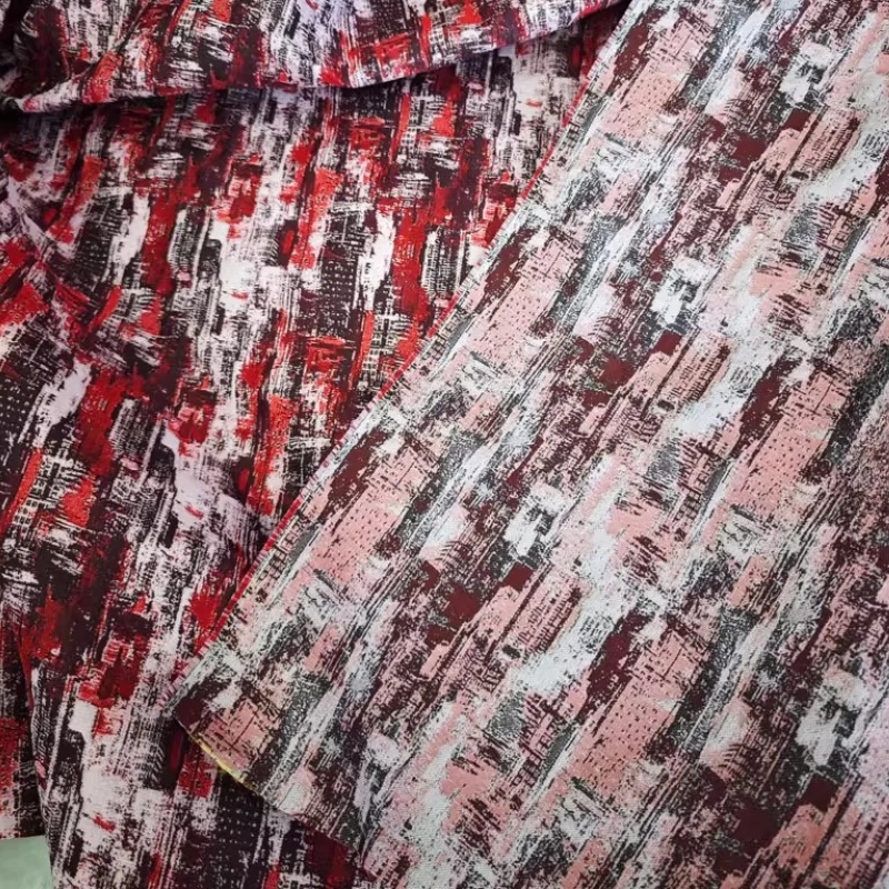 

Rose Red Curtains Fabric Handmade Sewing Home Irregular Rock Yarn Dyed Dress Designer Stage Fashion Decoration Crafts Material