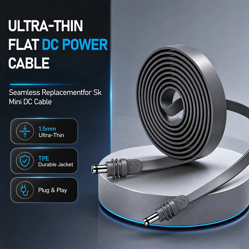 Flat Starlink mini DC Power Cord 2M-10M 18AWG, Ultra-Thin anti Pinch Waterproof Replacement Wire Fit for RV, Van, Truck, Camping