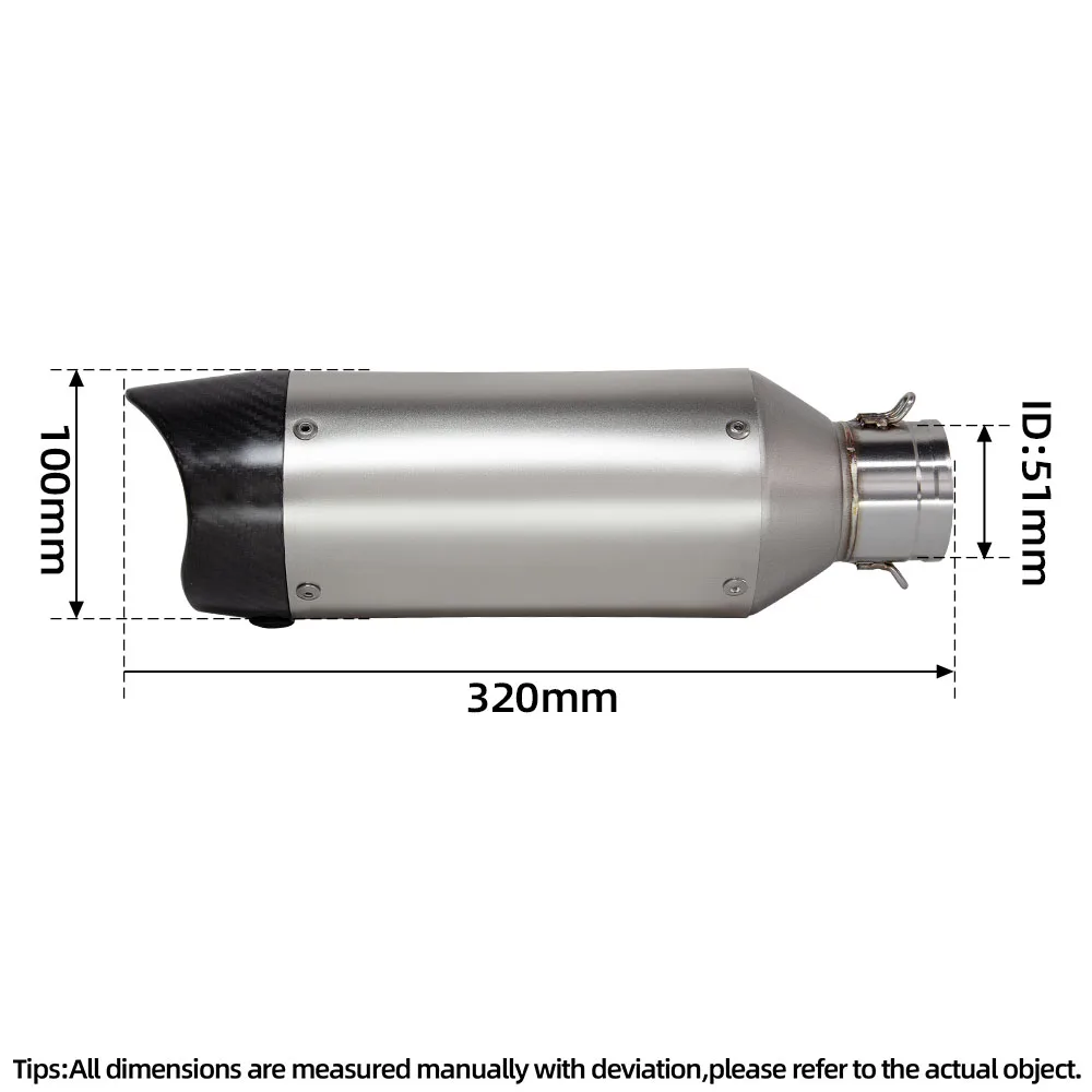 51MM Universal Motorcycle Exhaust Muffler For RC390 Z900 GSX750R K8 R6 MT07 MT09 R15 CBR500R Ninja400 Z400 GSX250R SV650 YZF-R3