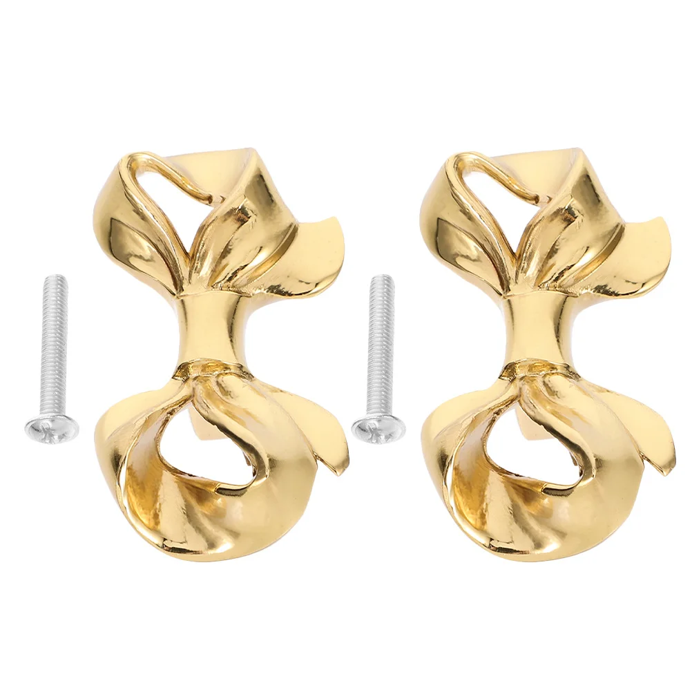 

2Pcs Gold Bow Drawer Knobs Brass Bowknot Shaped Pulls for Dresser Cabinets Vintage Decorative Handles Gold Bow Knobs