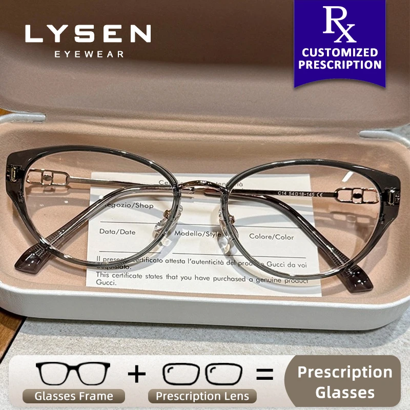 

LYSEN New Fashion Cat Eye Women's Photochromic Myopia Prescription Glasses Anti Blue Light Computer Glasses Progressive Eyewear