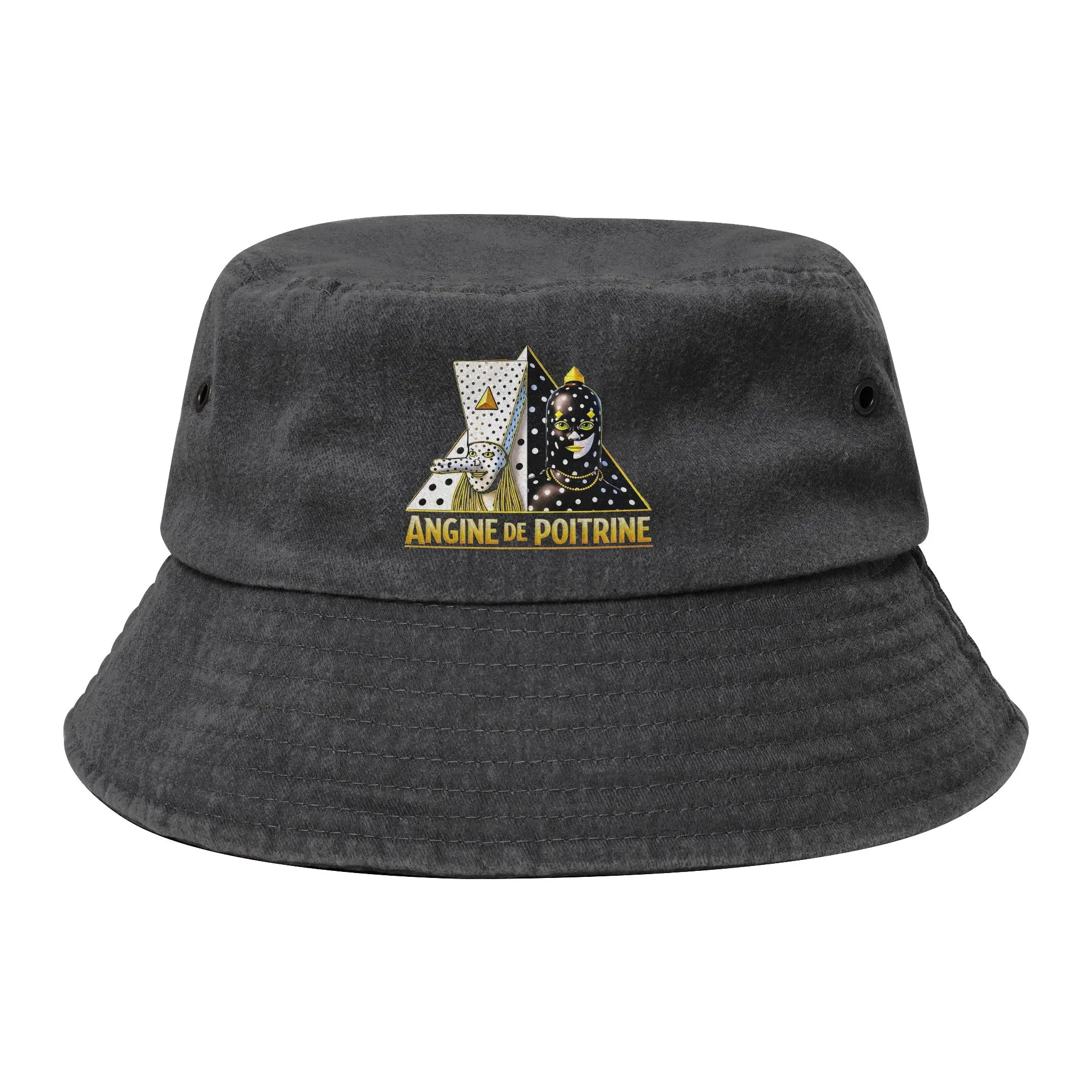 Unique Design Retro Angine de Poitrine Bucket Hats Unisex Distressed Denim Washed Fisherman Cap Getaway Headwear Panama Hat