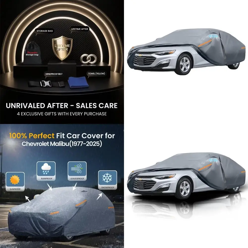 

Дышащий чехол для автомобиля с хлопковой подкладкой, для Malibu 1977-2026, с дверцей на молнии, защита от УФ-излучения, полотенце в подарок.