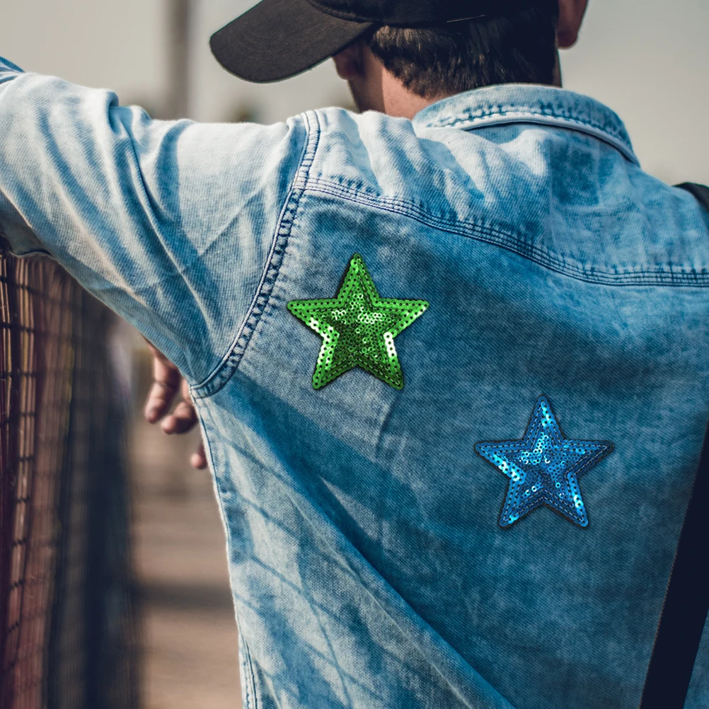 

Sequin Star Patches Bright Decorative Clothing Appliques DIY Embellishments Sew On Garment Patches Fashion Accessories