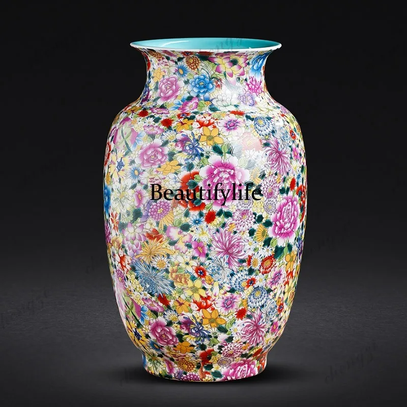 Jingdezhen ceramics antique enamel vase decoration ornament living room flower arrangement