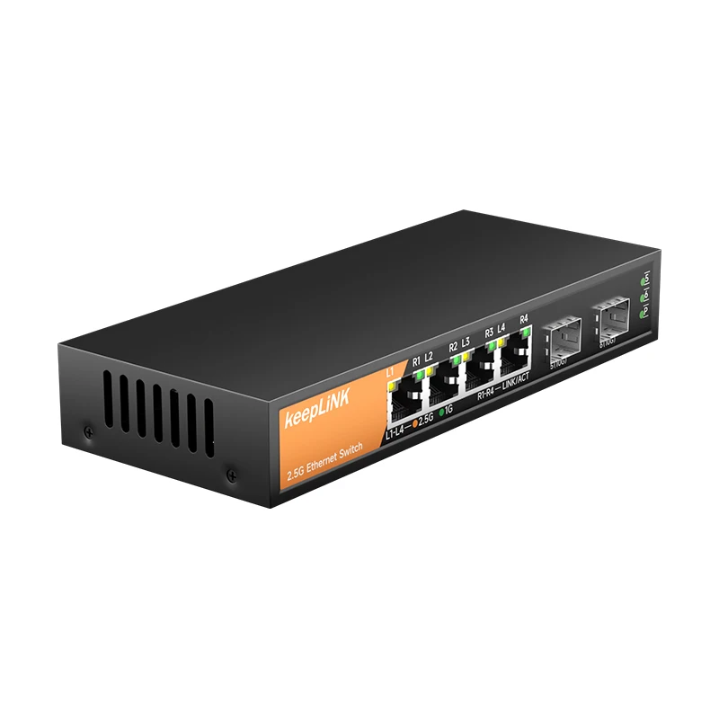 KeepLiNK 6-Port Multi-Gigabit Switch with 4-port 2.5Gb Ethernet and 2-port 10G SFP+ Plug and Play