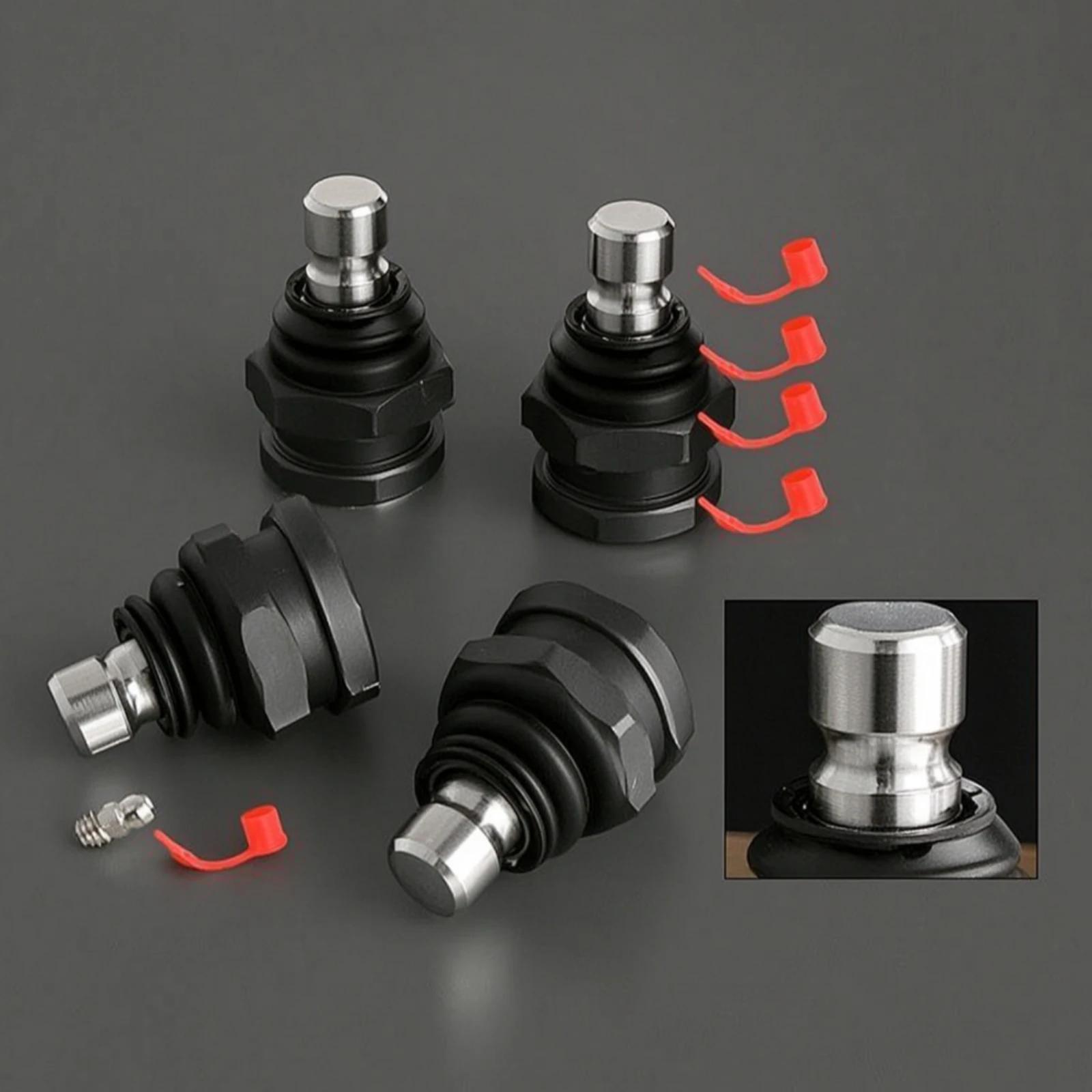 4 Pieces Chassis Ball Joint Assembly Replacement Ball Joint with Rubber Boot Dust Cover Sealing Auto Parts Threaded