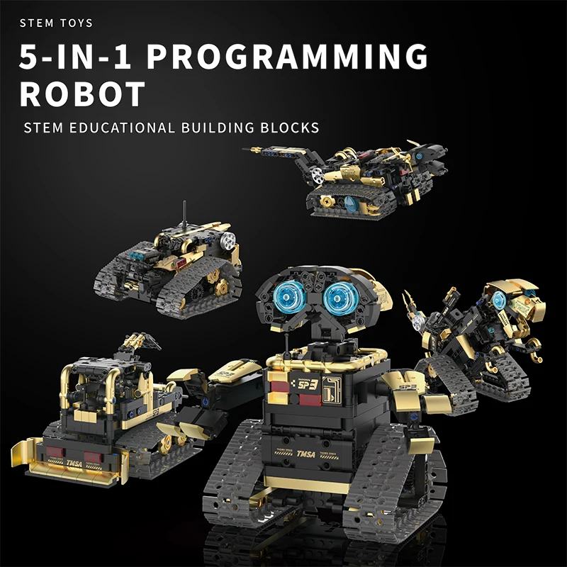 

STEM building blocks 5 IN 1 programming robot RC and APP control engineering cars Mars rover model programable toys for kids
