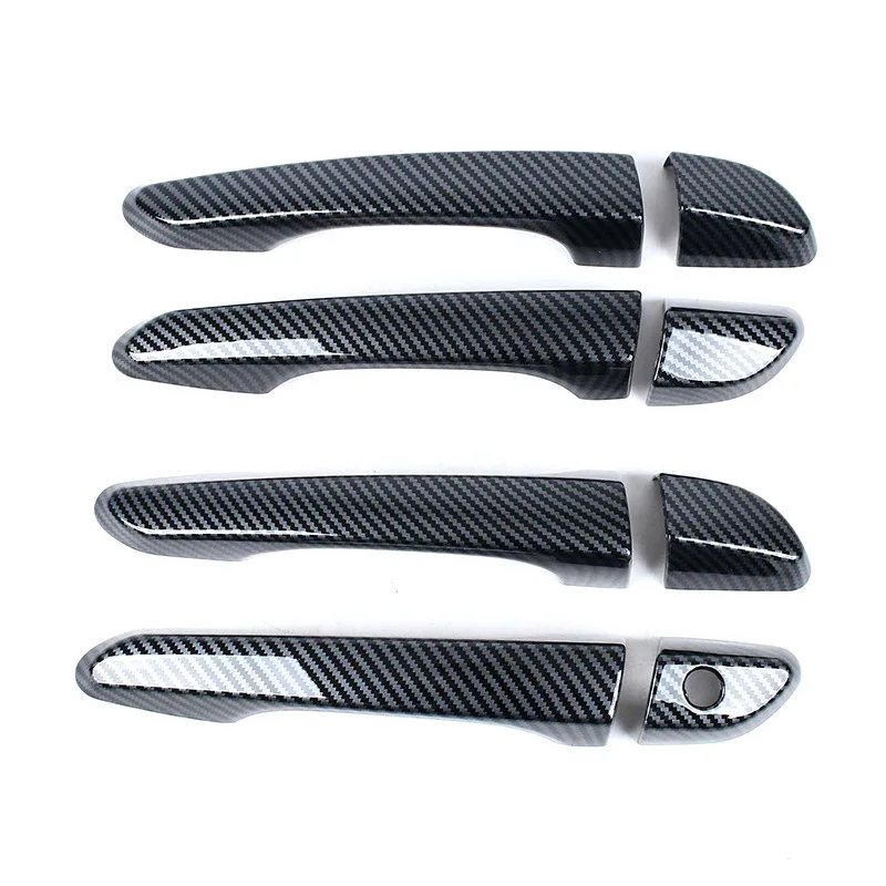 Обновление автомобиля, хромированная, серебристая, глянцевая, черная дверная ручка из углеродного волокна, крышка для Hyundai Kona 2018 2019 2020 2021 2022, украшение автомобиля