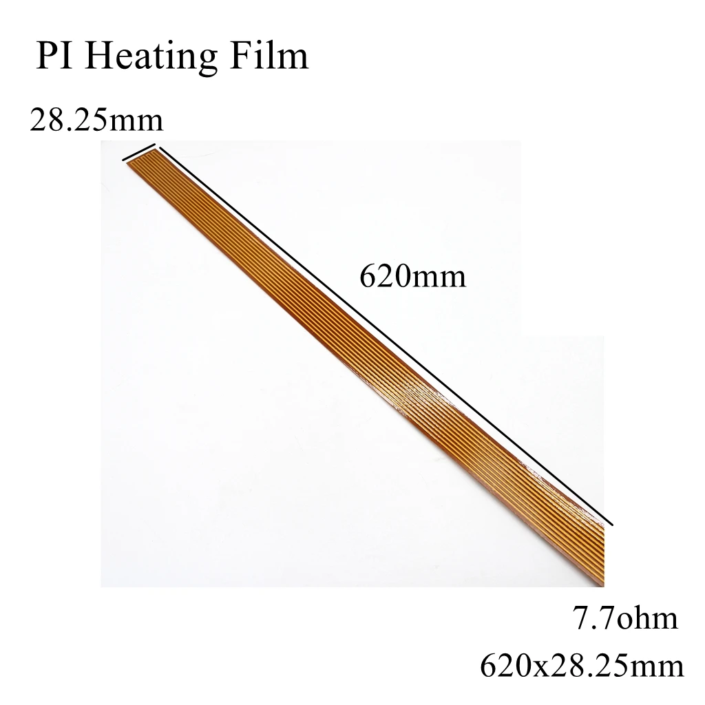 620x28.25mm 5V 12V 24V 110V 220V PI Heating Film Polyimide Adhesive Electric Heater Plate Panel Pad Mat Foil Oil Engine Tank