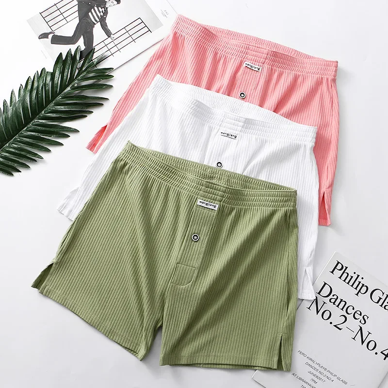 Männer Baumwolle Atmungsaktivem Sommer Hause Shorts Einfarbig Gestreiften Große Größe Unterwäsche 3PCS/2PCS/1PCS