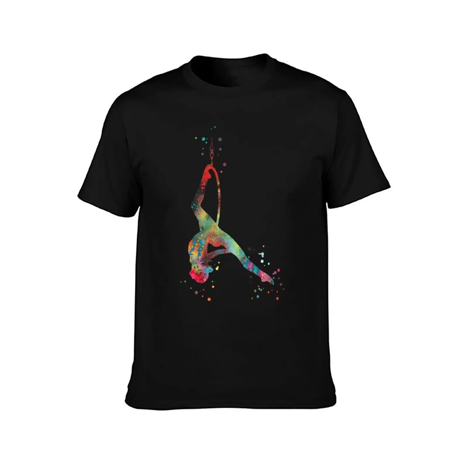 Aerial hoop-lyra T-Shirt, Summer Casual Cotton Tee, Oversized Streetwear Tops, Vintage Graphic Print, Loose Fit Short Sleeve