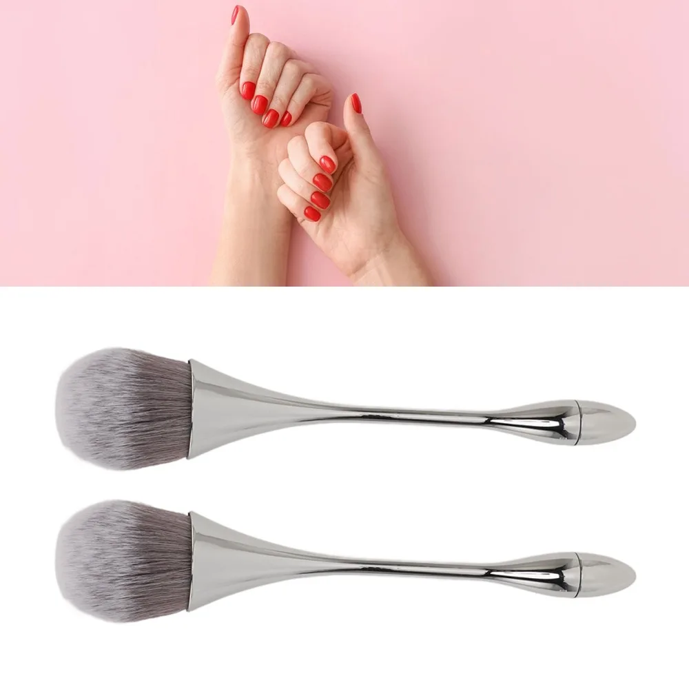 2pcs Soft Bristles Nail Art Powder Brush Ergonomic Handle Multipurpose Nail Dust Brush Nail Powder Remover Nail Art Dust Brush