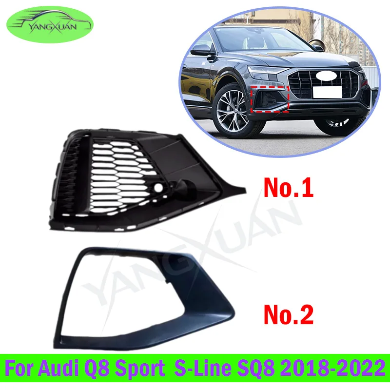 Front Bumper Fog Lamp Cover For Audi Q8 Sport  S-Line SQ8 2018-2022 Front Bumper Foglamp Grille Trim Shade Foglight Cover