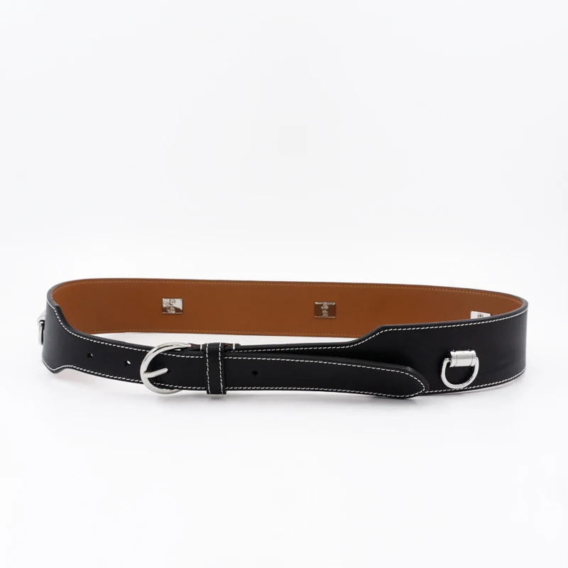 Needle buckle metal decorative waistband 4.5 cm width cowhide women's waist belt coat leather wide belt