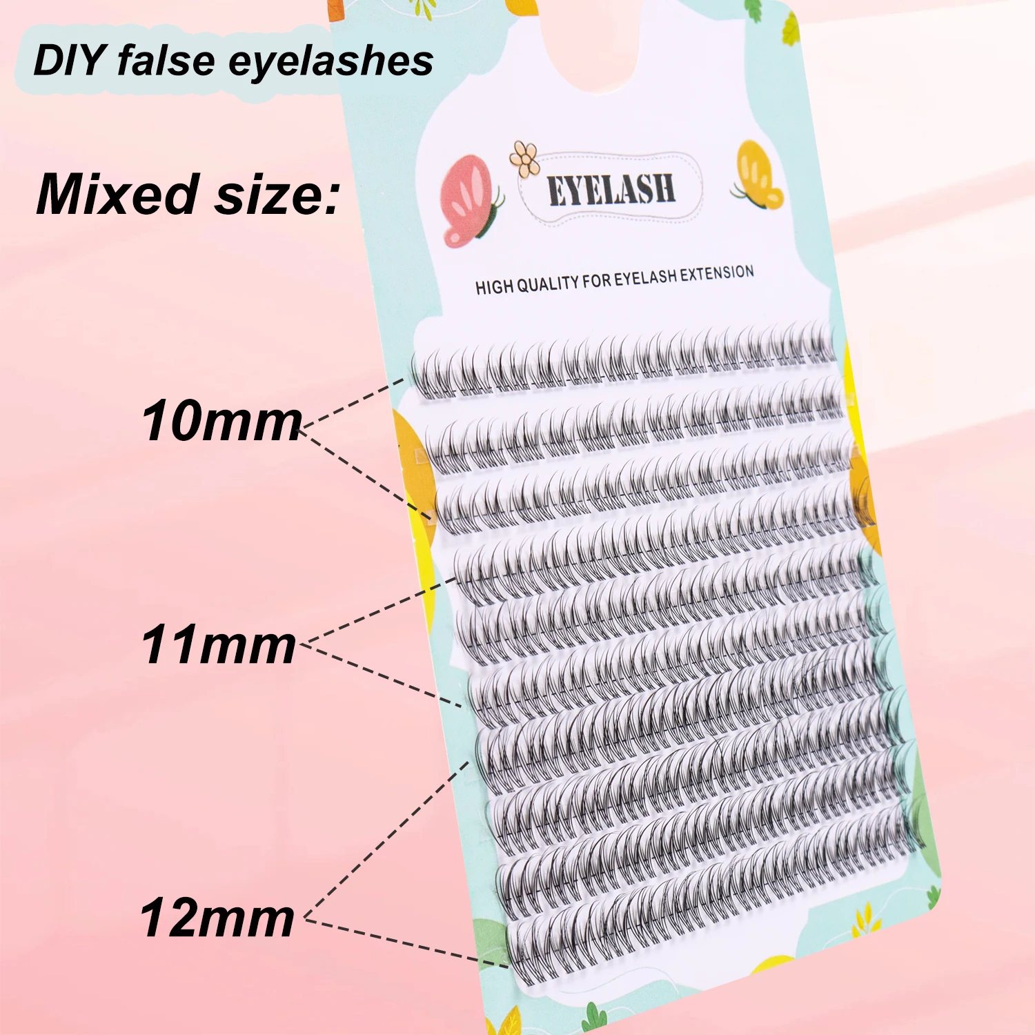 120 cluster de cílios naturais cluster rabo de peixe estilo fada cílios postiços c onda 10-11-12mm tamanho misto cílios diy
