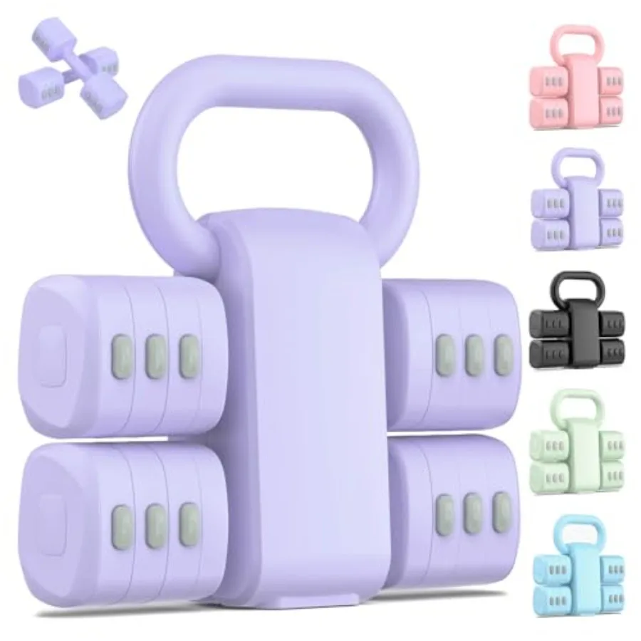 

2-in-1 Adjustable Dumbbell Set Upgraded 4 Levels Hand Weights for Women Men Each 2.2/3.3/4.4/5.5lb Convertible Weights Dumbbell