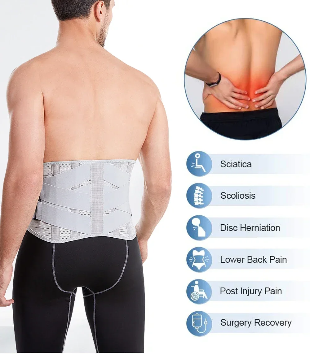 Back Support Lower Back Brace provides Back Pain Relief - Lumbar Support Belt for Men Women Keeps Your Spine Straight Safe